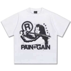 Men's American Style Summer T-Shirt Breathable Smooth Heavy Short Sleeve Splash Ink Print 100% Cotton New Arrival