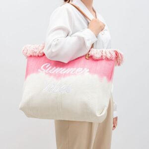 Embroidered tote leisure practical magnetic buckle handbag for seaside vacation underarm bag for women beach single shoulder canvas bag
