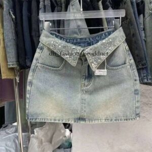muily denim skirt Cool collar designer women's short denim skirt 2025 summer new spicy girl high waist light blue denim skirt2 7d0