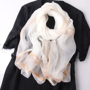 Long silk solid color versatile blend scarf –826709