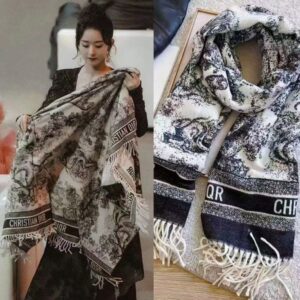 Womens Warm Imitation Cashmere Jacquard Shawl – Long-Haired Scarf for Autumn/Winter