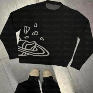 Men's Sweaters Cartoon Planet Graphic Hip Hop Streetwear Knitted Y2K Sweater Winter Pullover Harajuku Couple Oversized Clothing BFG25012213