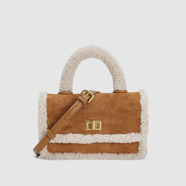 Women's 2022 new fashionable suede plush crossbody bag versatile winter single shoulder lamb fur handbag