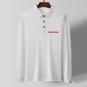 GG-P-R-A Fashion Design Men's Polos Shirt Tees Classic Business Casual Lapel Long Sleeve Polo T Shirts Ice Silk Cotton Bottoming Shirt Designer Brands Men's Tops