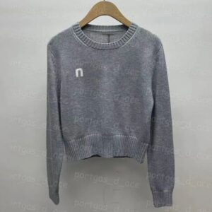 Luxury Knitted Women T Shirt Cropped Long Sleeve Knitted Jumper Tops Autumn Spring Round Neck Knits Shirts Sweater Jumpers BFG2501235