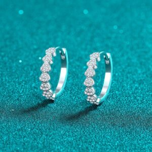 925 Sterling Silver Moissanite Stud Earrings with Diamond Embellishment – Elegant and Simple Hoop Design for Women.