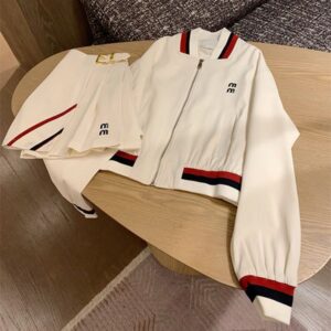 Designer women set jacket Dress Ribbed embroidered jacket baseball jacket Two Piece T-shirt workwear style short set