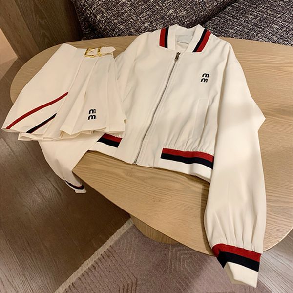 Designer women set jacket Dress Ribbed embroidered jacket baseball jacket Two Piece T-shirt workwear style short set
