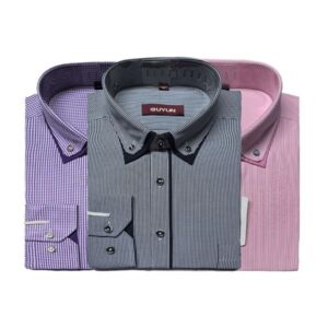 pure cotton mens business casual shirt durable nonwrinkle fabric for comfort