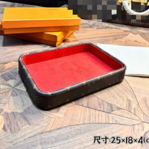 Leather jewelry display glasses watch ring necklace storage plate, household high-value wooden dried fruit plate Wholesale