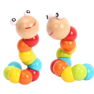 Simulation Wooden Twist Worm Baby Hands Move Variety Color 3D Puzzle Caterpillar Wholesale