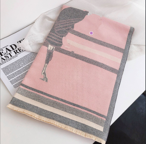 Winter and autumn imitation cashmere double-sided printed thick and warm scarf shawl for women