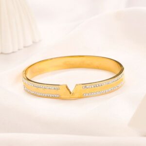 Gold Diamond Bracelet Stainless Steel Luxury Bangle Letter Bracelet 18K Gold Plated Gift Jewelry Luxury Designer Bracelet for Women Jewelrys No Box