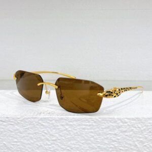 New Rimless Rectangle Vintage Metal Sunglasses CT0474 Mens Frameless Brand Retro Sunglasses Womens Vacation Glasses UV400 Lens Legs Black Panther Pattern Design