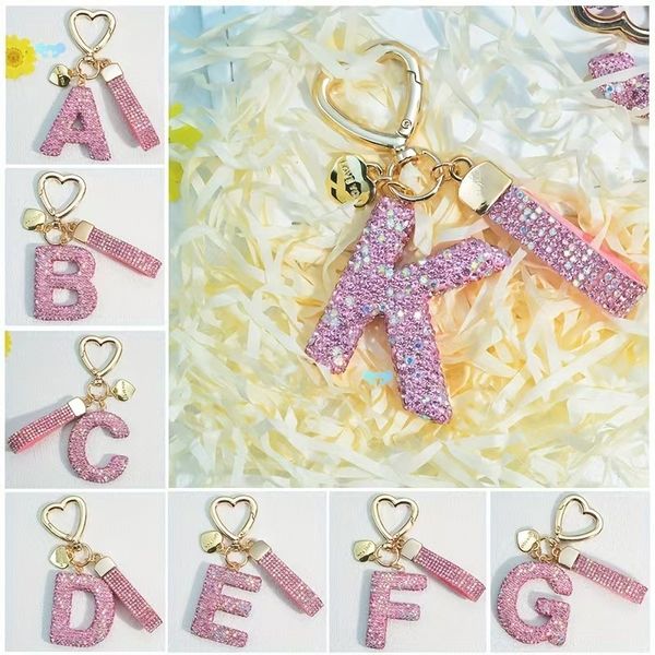 Diamond-studded letter keychain for ladies and girls - a shiny and adorable backpack accessory for car keys.