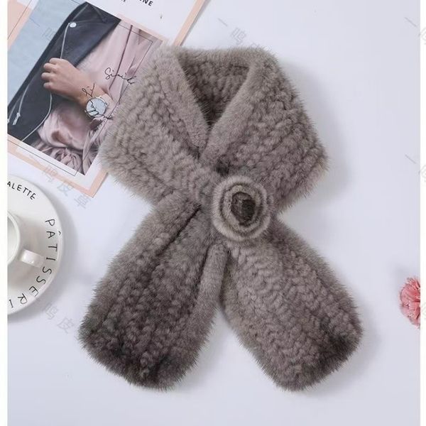 Double sided mink fur woven elegant scarf --832807