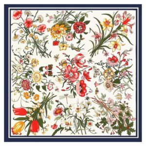 High-quality silk scarf,printed pure silk scarf for women, elegant plant pattern neck and head scarf