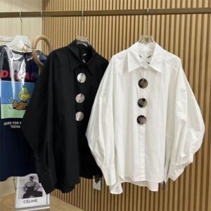 Plus Size Women's Fashion Shirt with Batwing Sleeves – Polo Collar Long Sleeve Top for Spring/Summer