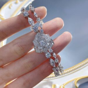 New S925 Silver Full Diamond Inlay Camellia Flower Bracelet, Elegant Luxury Jewelry for Women, Ideal Gift for Special Occasions