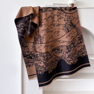 Elegant Ethnic Design Wool-Like Shawl Cozy Knitted Winter Accessory, Measures 180 x 65 cm