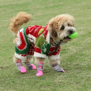 Durable 4 Pieces Canine Footwear Kit Enhanced Grip Treads and Ventilated Paws Protector for Active Dogs