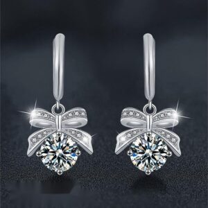 Elegant Moissanite-Studded Sterling Silver Chandelier Earrings Inspired by Nature's Beauty