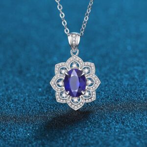 Vintage-inspired Ruby, Blue, and Green Simulated Gemstone Necklace with S925 Silver Pendant, Stylish and Elegant Design, Perfect Gift for Best Friends or Loved Ones.