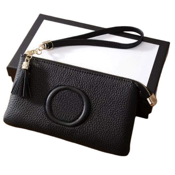 Cgrain interlocking letter tassel hanging wallet handbag Cosmetic Bags Cases
