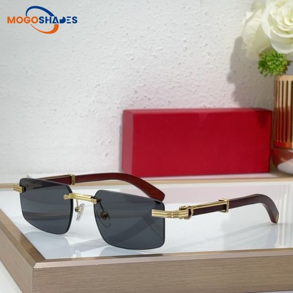 rectangle one piece classic sunglasses for women buff horn Polarizing Y2K minimalist glasses luxury brand goggle eyeglasses with box 4850S