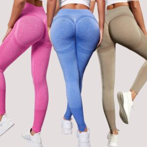 Trendy solid color women's smiling pants, high waisted and hip lifting yoga pants abdominal shaping sports pants leggings elastic fitness outdoor leggings