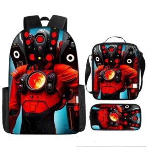 3PC-SET Skibidi Toilet Backpack Student Schoolbag Childrens Lunch Pencil Cartoon School Bag Mochila Shoulders Y250714