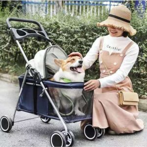 Pet go out trolley cat Teddy outdoor portable folding pet trolley car dog cat mouse rabbit small light car dog and cat carrier