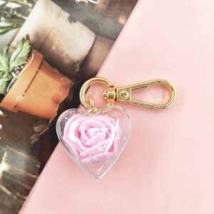 Valentine's Day creative gift: Rose everlasting flowers keychain for women's handbag – Love in your heart keychain pendant