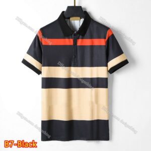 Fashion Designer Mens T Shirt Cotton Plaid Top Luxury Floral Embroidery Asian Size Comfortable and Soft