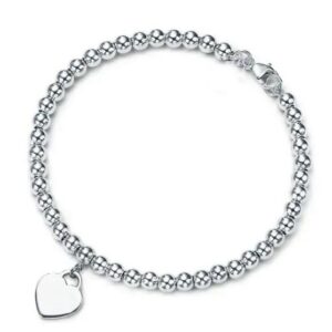 Fashion 925 sterling silver heart bracelet classic beaded bracelet 4mm rose gold bead man women jewelry lovers necklace gifts