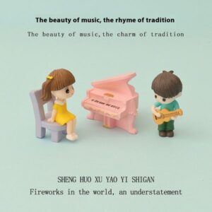 Miniature Simulation Mini Ins Piano Guitar Boy Instrument Performance Micro Landscape Scene Baby House Decoration DIY Accessories