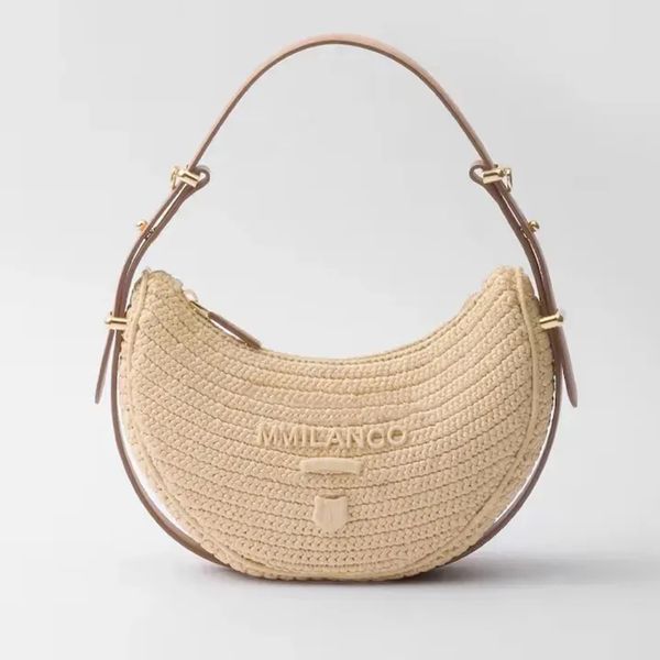 Luxury Designer Straw Shoulder Bag Women Triangle Weave Crossbody Clutch Summer Boho Beach Bag Fashion Weekender & Travel Underarm Purse 001