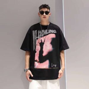 Clothing Manufacturer High-Quality Print 240g 100% Cotton Black Short Sleeve Plus Size Men's T-Shirt