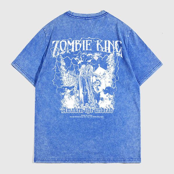 American Style Vintage Short Sleeve Snowflake Washed Loose Fit Pure Cotton Unisex T-Shirt Plus Size