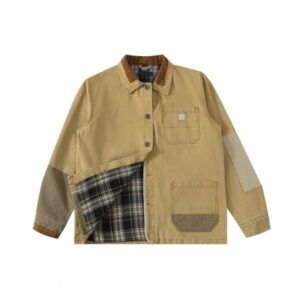 Small Horse Embroidered Mens Jacket Lightweight Comfortable Fit Vintage Workwear Designer Coat Khaki Lapel Classic British Style Zip Up Unisex Casual Outerwear