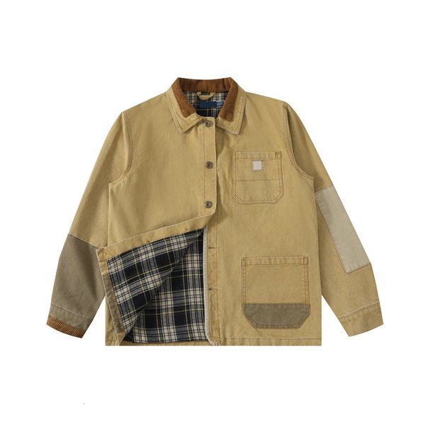 Small Horse Embroidered Mens Jacket Lightweight Comfortable Fit Vintage Workwear Designer Coat Khaki Lapel Classic British Style Zip Up Unisex Casual Outerwear