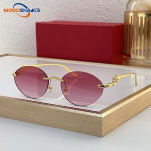 women designer sunglasses men rimless oval small luxury glasses colors lenses metal alloy cheetah reading frame Classic prescription buff occhiali sole 0504