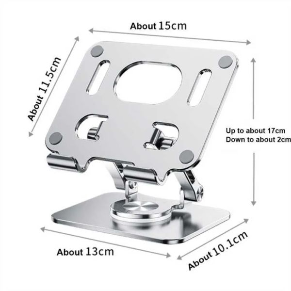 Foldable Rotating Aluminum Alloy Phone Tablet Stand Silver Multifunctional Desktop Holder Bracket
