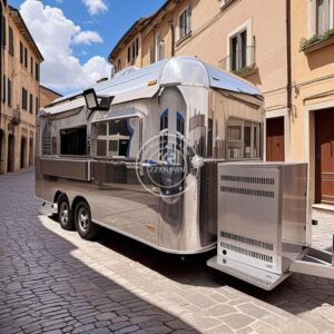 Retro Mobile Bar BBQ Popcorn Burger Van Stainless Steel Catering Food Truck Food Cart With DOT Certification