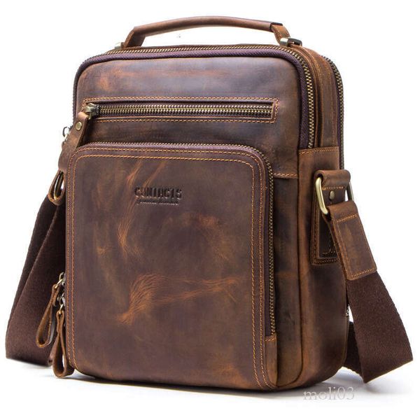 men bag New Top Layer Cowhide Fashion Casual Single Shoulder Crossbody Multifunctional Handheld Genuine Men's Leather Bag 2f