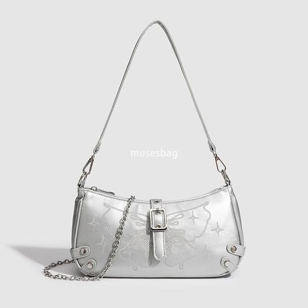 New Korean style underarm bag with high texture niche original single shoulder bag silver fashionable and versatile texture crossbody bag