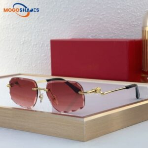 Sunglasses for woman mens fashion Frameless cut edge square sun glasses frame Leisure luxurys designers classic glasses 0058