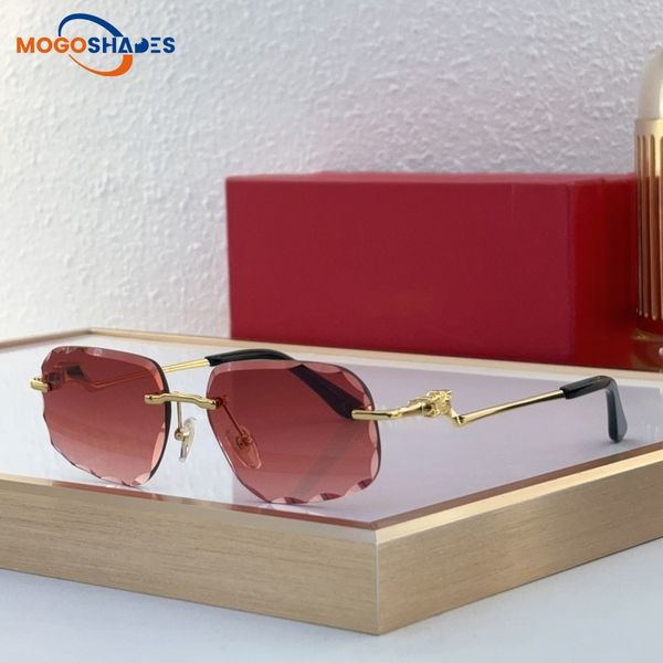 Sunglasses for woman mens fashion Frameless cut edge square sun glasses frame Leisure luxurys designers classic glasses 0058