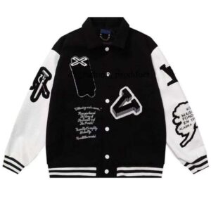 vuittons Mens Jackets designer Classic l Vintage Baseball Varsity Coat Loose Mens Women Outerwear Wool Flocking Leather Single Breasted Couples Warm Bomber 9a8