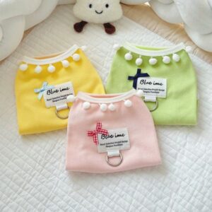 Pet dog spring thin cotton vest, super soft and skin friendly color blocking small shirt, all season universal outerwear base clothes